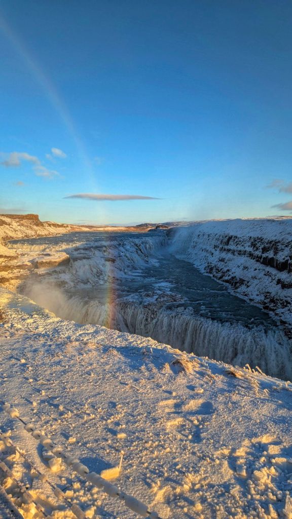 Rainbow at Gullfoss waterfall