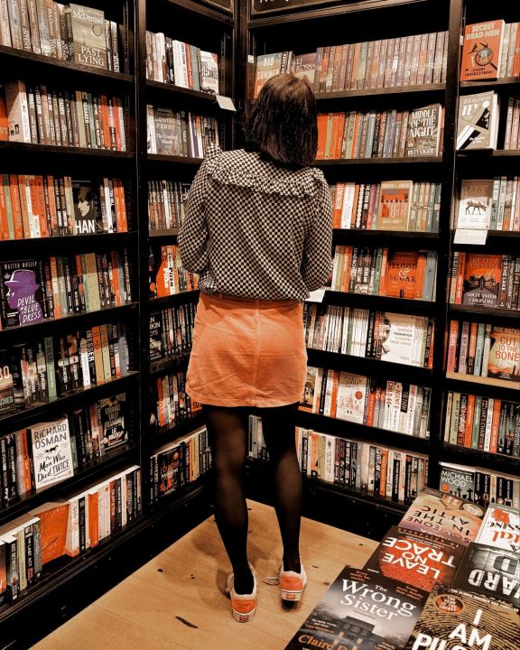 Browsing the shelves at Waterstones